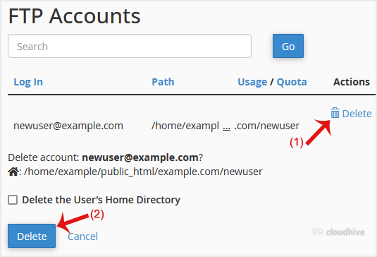Cara Menghapus Akun User FTP di cPanel