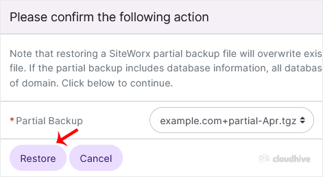 Cara Restore Partial Backup di SiteWorx