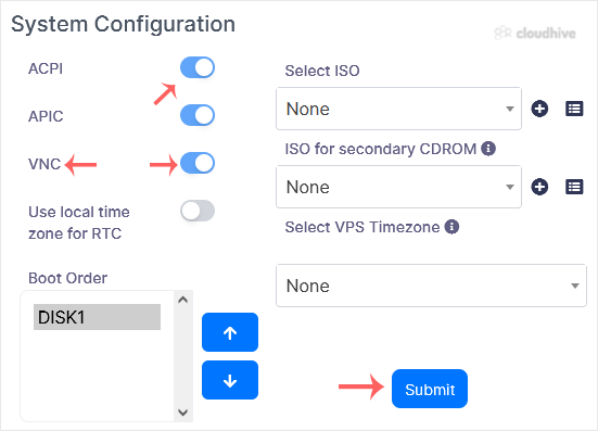 Cara Mengaktifkan atau Menonaktifkan APIC, ACPI, dan VNC di Virtualizor